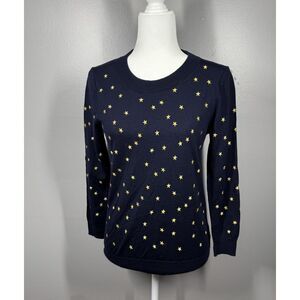 Merino Wool J.Crew Tippi Sweater Small Gold Embroidered‎ Stars Rare